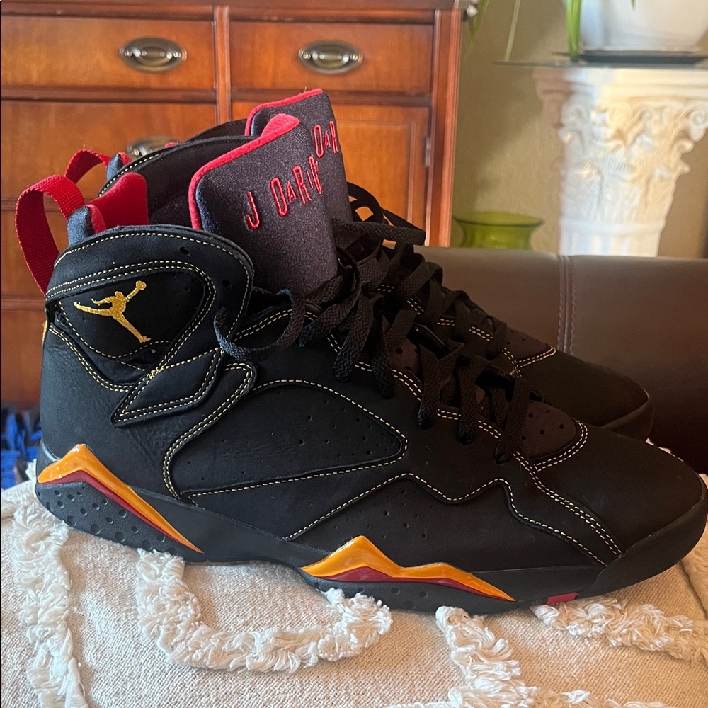 Nike Black Sneakers with Red Lining and Orange Sole